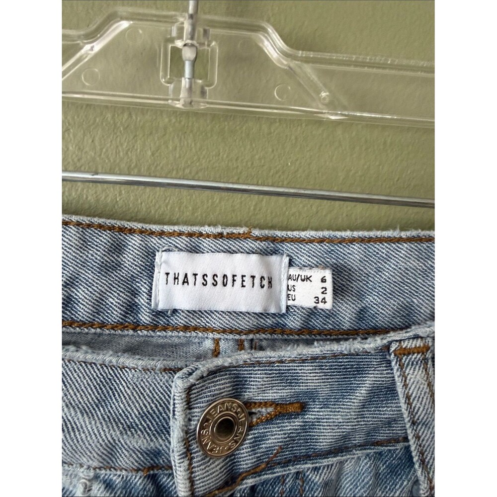 That's So Fetch Low Rise Baggy Fit Wide Leg Cotton Jeans Light Wash Sz US 2 - Picture 2 of 7